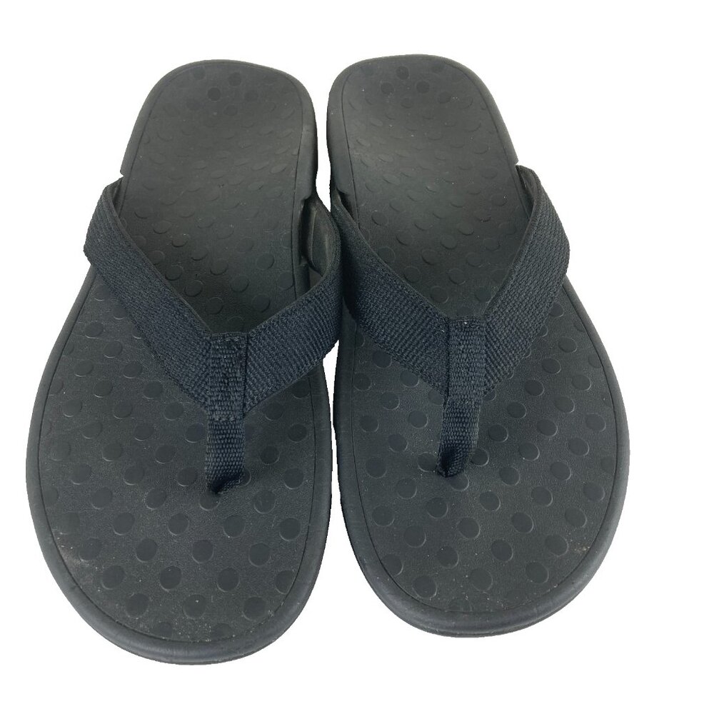 Mens Sz 11 Black Flip‎ Flop Sandals With Arch Support